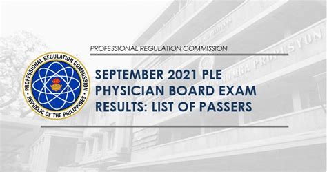 PLE RESULT: September 2021 Physician board exam list of .